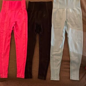 Women’s Gym Shark XS leggings - Pink, Black, and Light Teal